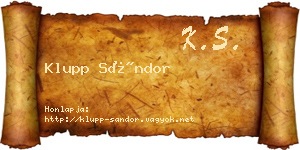 Klupp Sándor névjegykártya